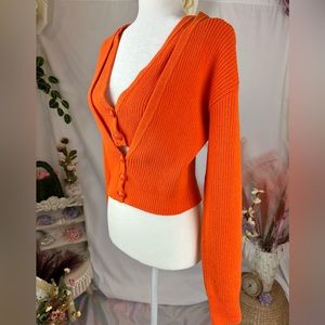 Derek Lam 10 Crosby V-Neck Sweater. Orange. Size L. NWT